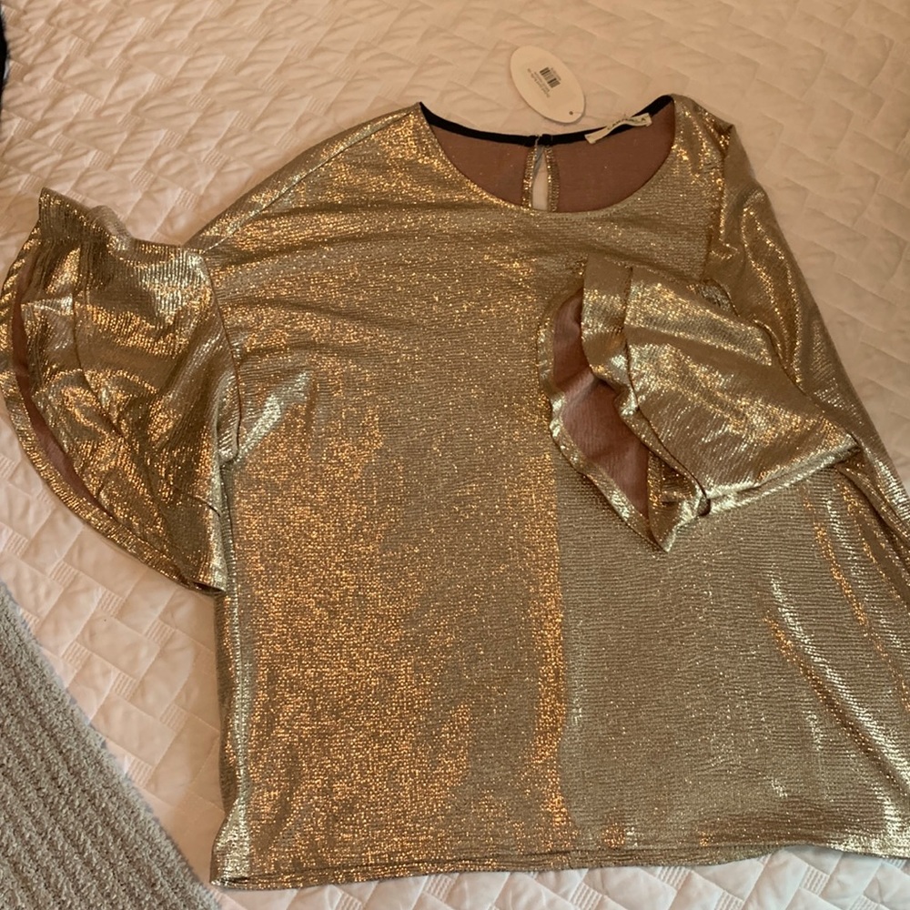 Dusted Gold Ruffle up Top